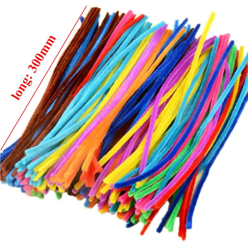100PCS Colorful Chenille Stem Twisted Rod Wool Root Fluffy Bar Iron Wire DIY Handcraft Twisting Decorations Pipe Cleaners Plush