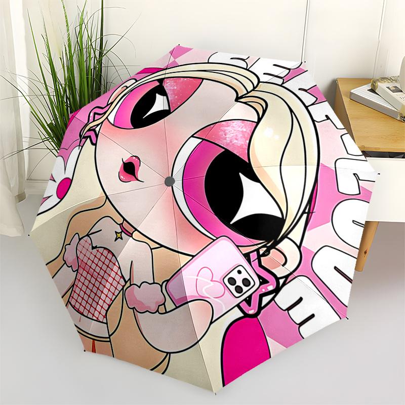 Self-Love Pink Heart Outdoor Umbrella - Automatic Opening/Closing, Foldable Design, 8-Rib Iron Frame, Festival Gift for Fans and Travelers01