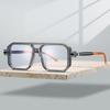Square Glasses Men Vintage Punk Candy Color Rim Blue Light Blocking Eyeglasses Trendy Chic Double Bridge Optical Frames