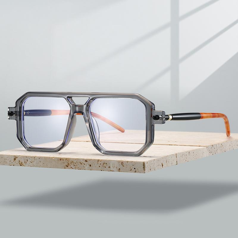 Square Glasses Men Vintage Punk Candy Color Rim Blue Light Blocking Eyeglasses Trendy Chic Double Bridge Optical Frames