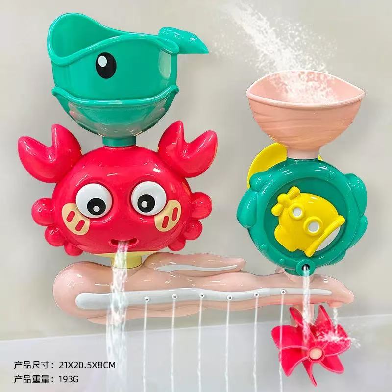 Crab & Whale Water Toys for Kids Bathtub with Rotating Eyes & Water Wheel Fountain