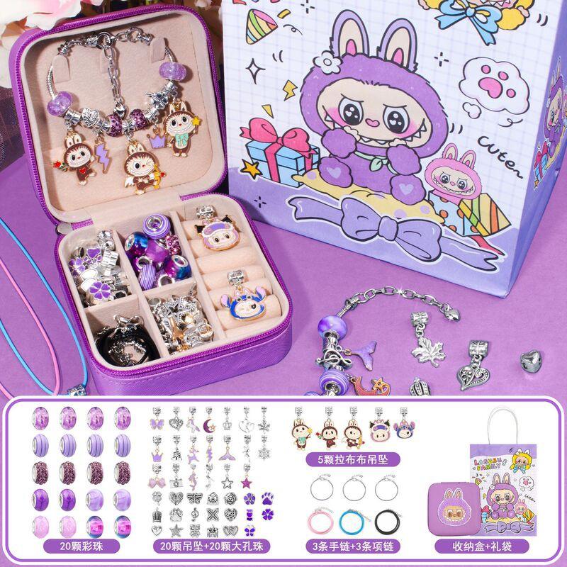 Kids Cartoon Bracelet Making Kit DIY Bead Set With Sanrio Characters Childrens Craft Activity Gift