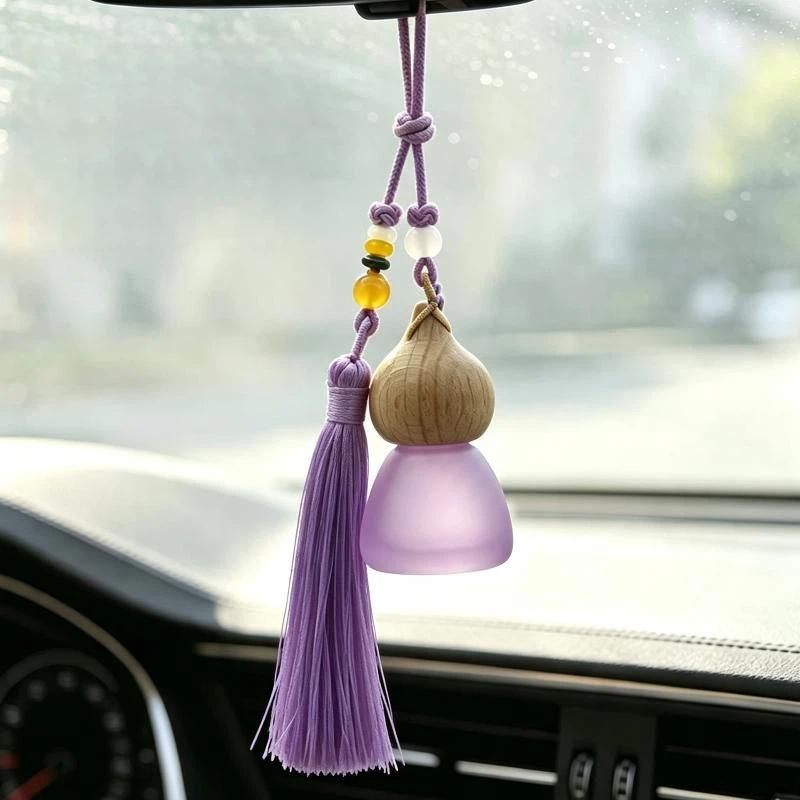 1Pcs Chinese Style Gourd-Shaped Car Essential Oil Diffuser Fragrance Air Freshener Perfume Empty Bottle Pendant With Tassel
