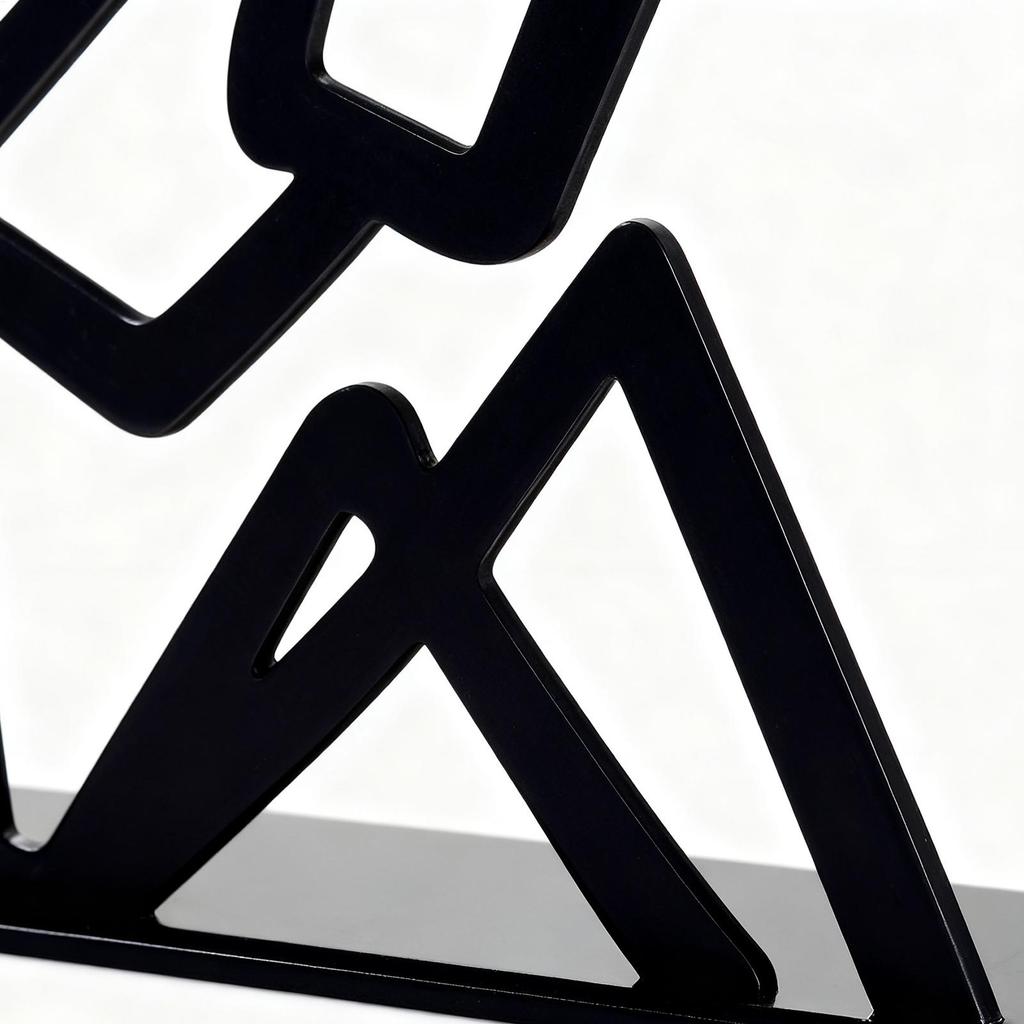 Black Iron Art Abstract Line Book Ends Vertical Figure Shape Metal Book Stopper Organzier Home Office Desktop Handicraft