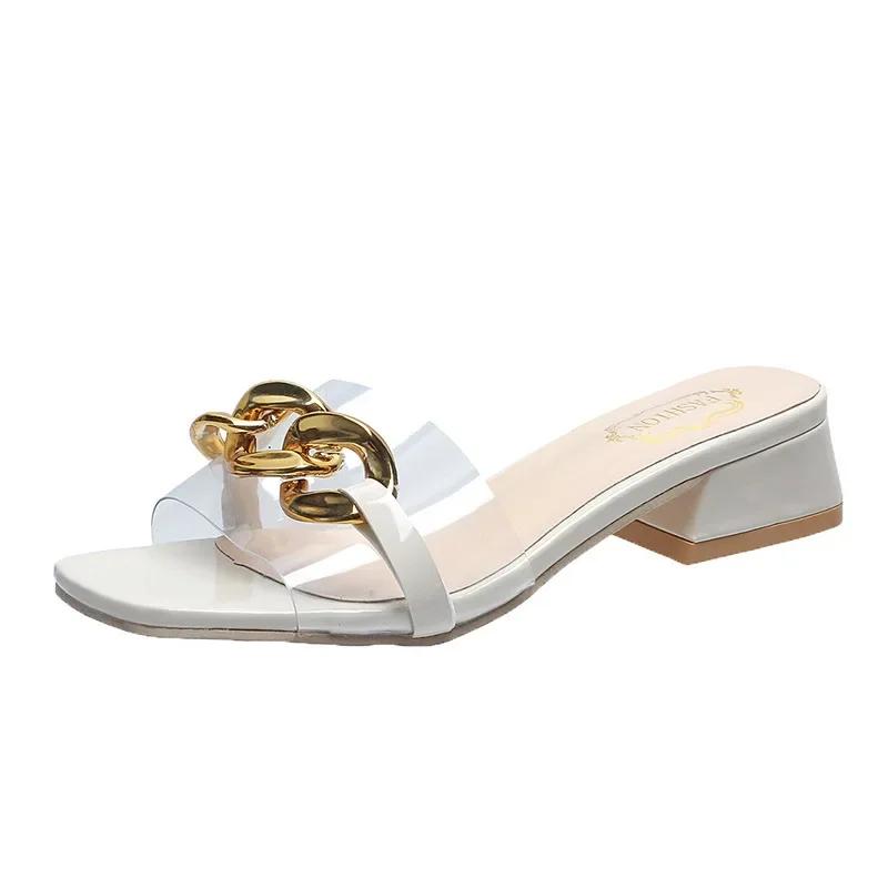 Fashion Slippers for women 2025 new fashion outfit with internet famous thick heels, summer temperament, cool slippers for women