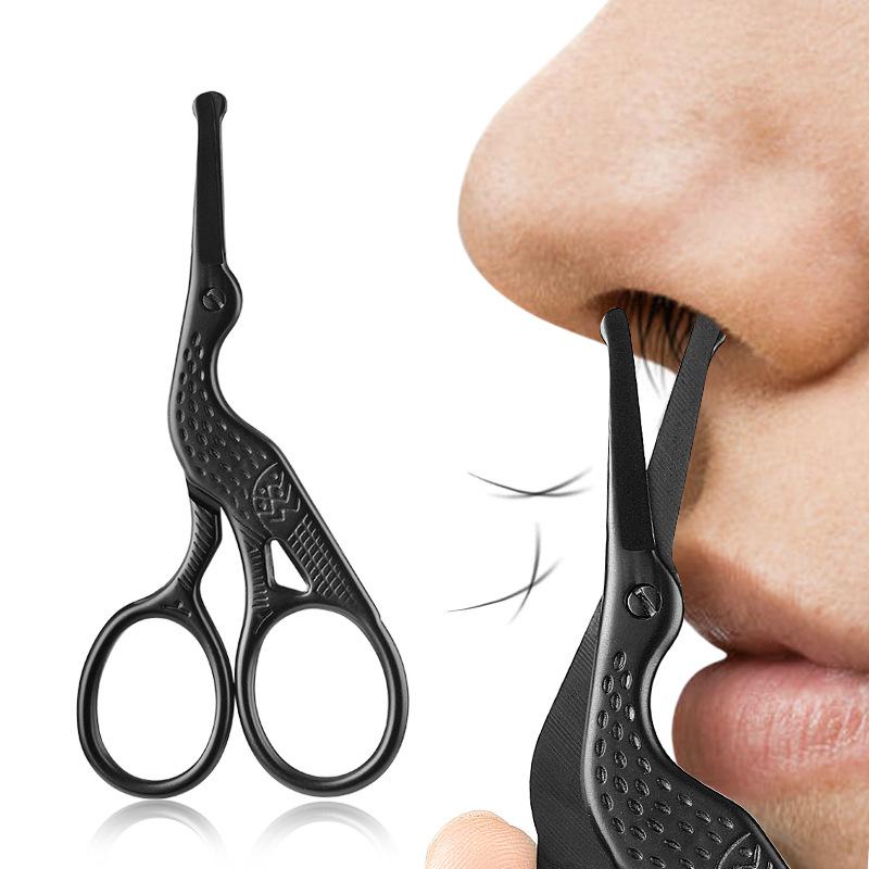 Round Stainless Head Steel Nose Hair Scissors Stork Type BeautyScissors For Eyebrows Nose Hair Beard Ear Hair Eyebrow Scissor