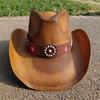 summer Cowboy Hat Summer Outdoor Travel Turquoise Accessories for Men and Women Retro Gentleman Western Cowboy Straw Hat