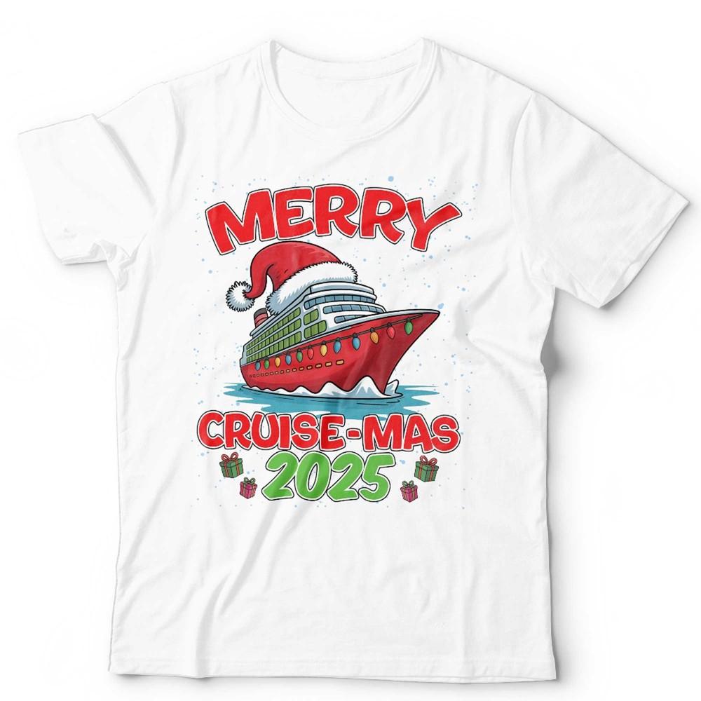 Счастливого Круизмаса 2025 Футболка Унисекс и Детская Семейная Поездка Забавная Праздничная Рождественская Унисекс Футболка M