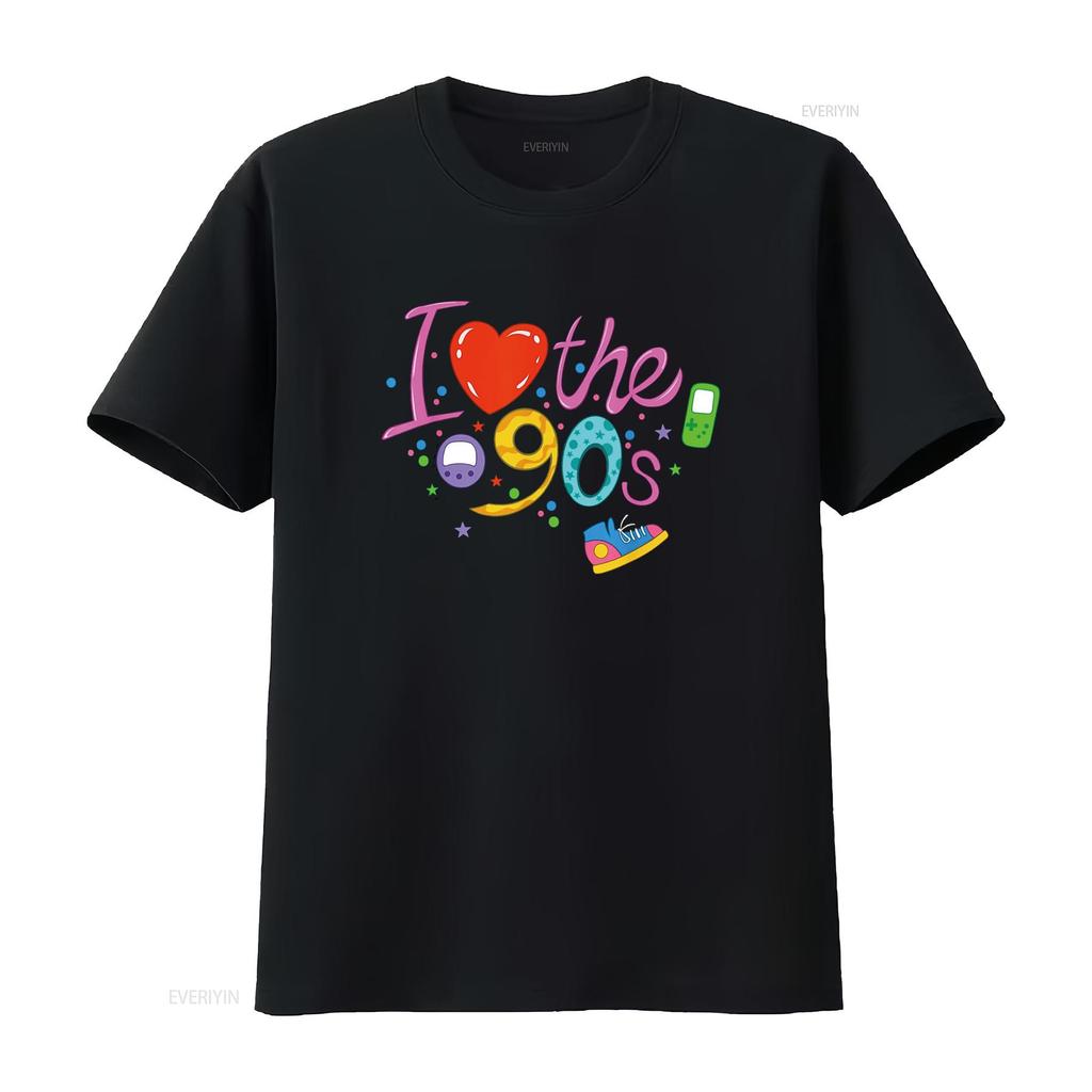 I love the 90s party outfit retro T Shirt Black 3X Large vintage Washed Unisex Casual Top For Everyday Wear homme Versatile