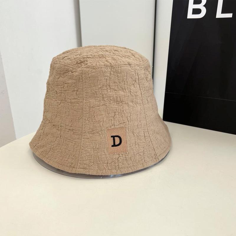 Hat Female Versatile Seersucker D Letter Bucket Hat Korean Version Tide Bell Sunshade Bucket Hat Internet Celebrity Basin Hat