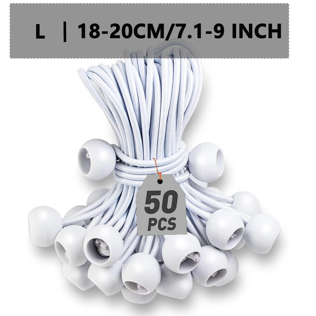 Ball Bungee Cords 4/6/9 Inch,50 Pcs Tarp Ball Bungee Ties Heavy Duty Canopy Tie Downs For Camping,Tent Poles With Uv Resistant