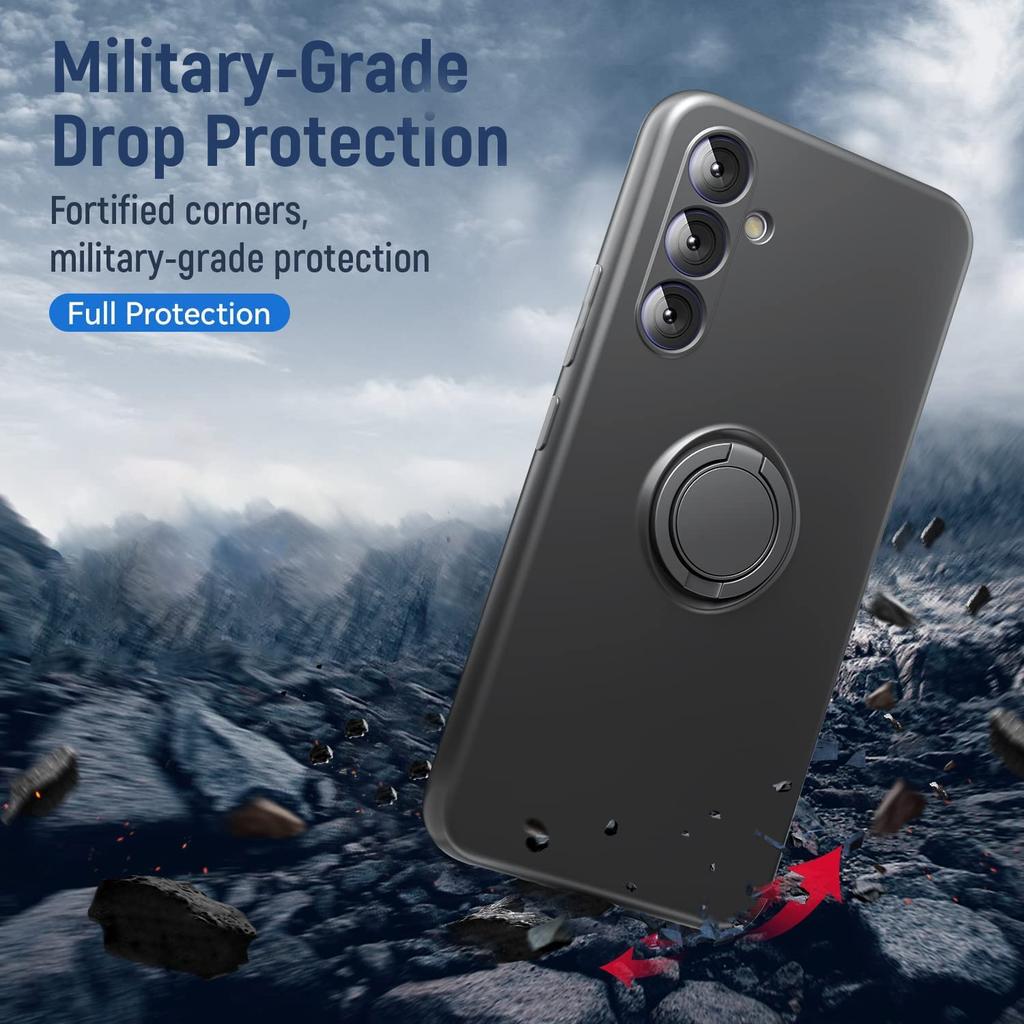 For Samsung Galaxy A55 5G Case Kickstand Liquid Silicone Cover with 2.5D Arc Edge Tempered Glass Film