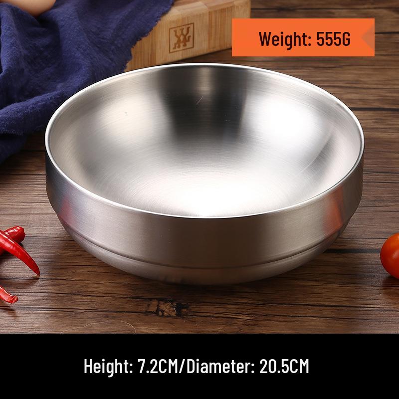 Golden Double-Layer Korean Cuisine Bowl - 304 Stainless Steel, Ideal for Rice, Soup, Kimchi, and Cold Noodles.