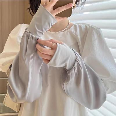 100% Silk Sunscreen Sleeves Women's UV Protection Summer Ride Driving Thin Loose Gloves Ice Silk Hand Sleeves Arm Guards