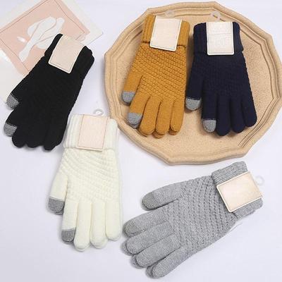 1 Paar gestrickte doppellagige warme Handschuhe für Damen und Herren, Winter und Herbst, Touchscreen-Handschuhe für Erwachsene