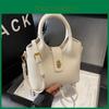 Elegant Pu Water Bucket Handbag With Details And Inner Pocket For Daily Carry