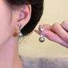 Fashion Grey Pearl Heart-Shaped Tassel Earrings for Women Girl Korea Style Simplicity Dangle Earrings Daily Commute Jewelry Gift