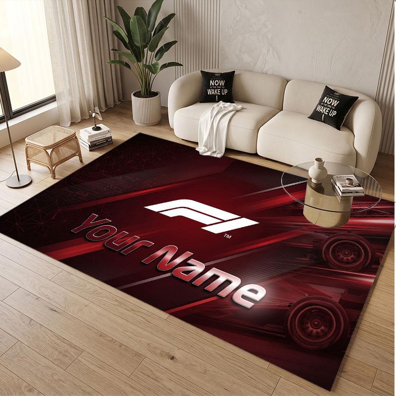Custom Rug F1 Pattern Print Name Text Soft Non‑Slip Floor Carpet for Home Indoor Decoration