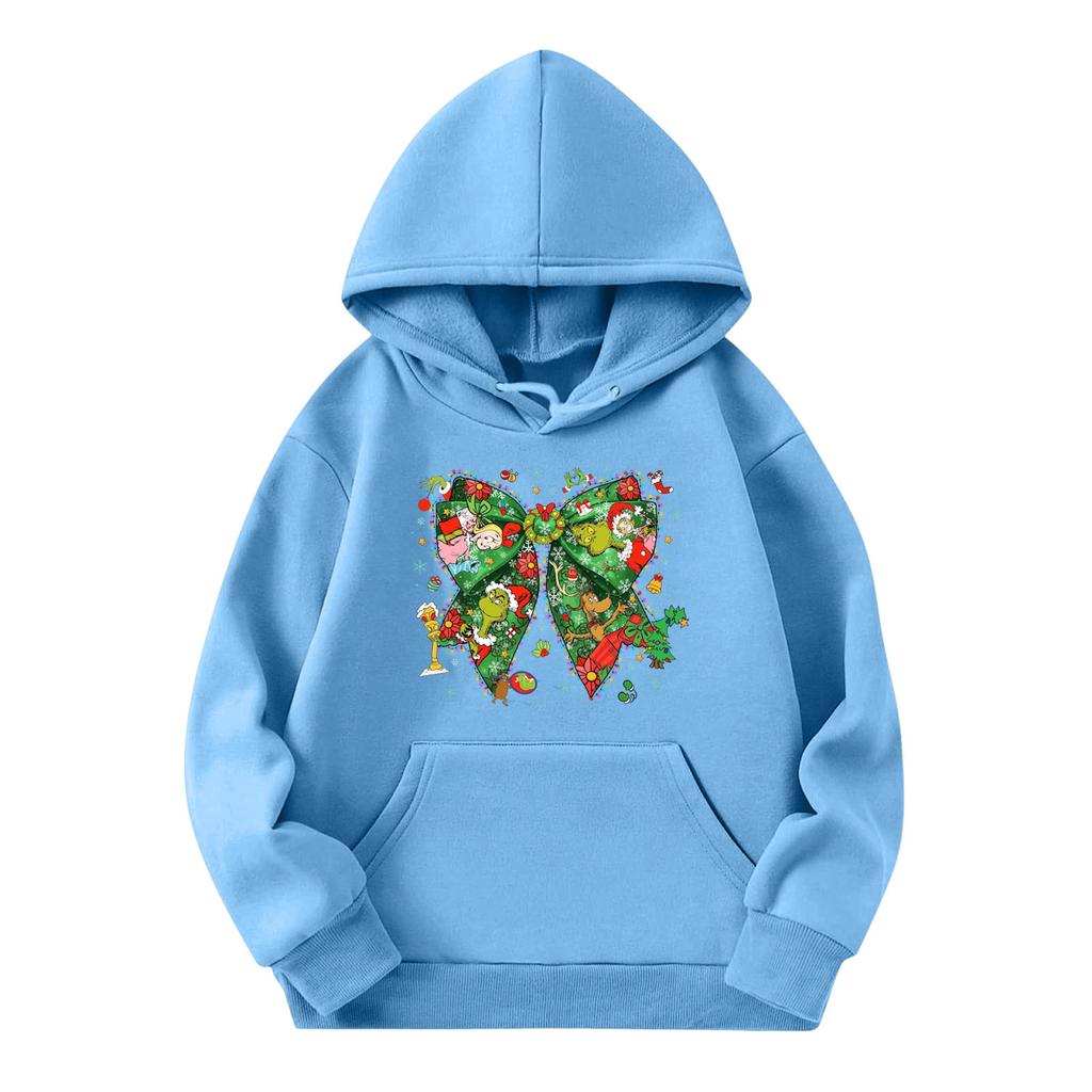 Child Fashion Lightweight Long Sleeve Pullover With Pockets  Print Hoodie