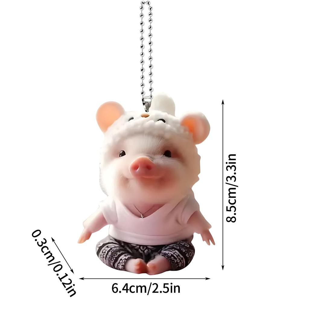 Interesting Acrylic Piglet Tag Ornaments Car Key animal Tags Fashion Funny Pig Decorative Pendant Decor novel Gift For Friends