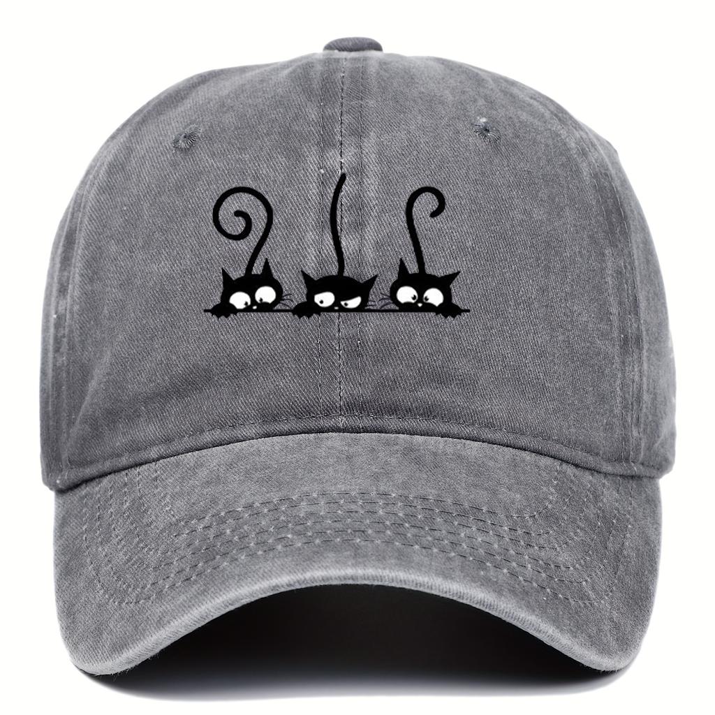 Three Cute Cat Printed Baseball Hats for Men and Women Outdoor Leisure Sunshade Duck Tongue Hats