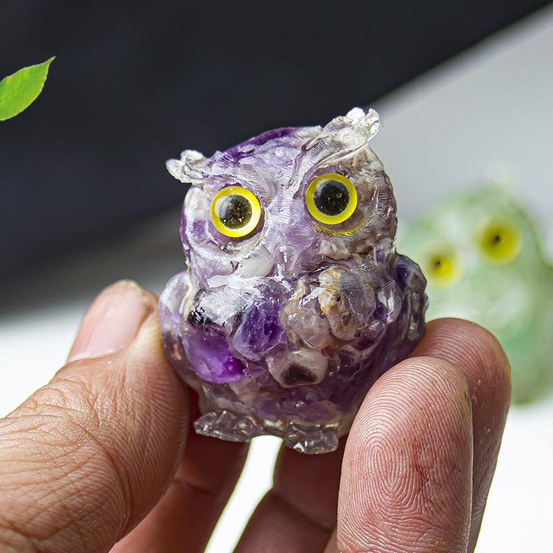 Uil Hars Kristal Beeldje Met Natuurlijke Watersteen Voor Huisdecoratie En Cadeau Geven