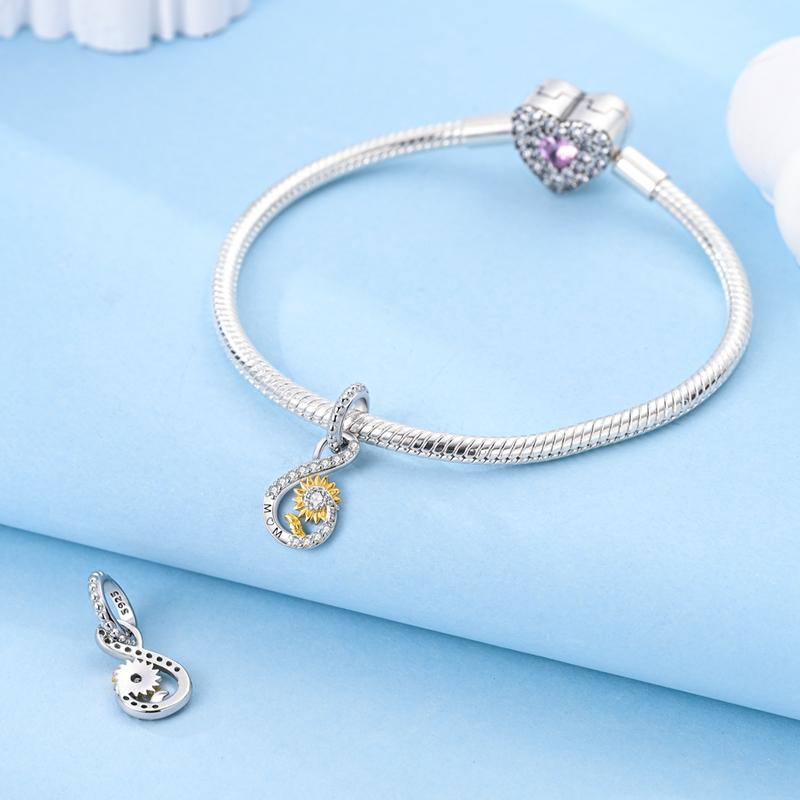 Charm Bead Charms Authentic Copper Sunflower Mothers Day Pendant Bead Charms Compatible With Bracelets Women Jewellery Diy Fine Gift Accessory