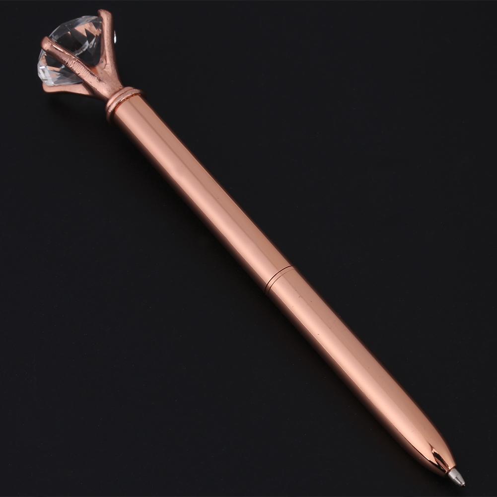 Metal Ballpoint Pen with Rhinestone Decoration Gift Stationery Office Supplies Rose Gold