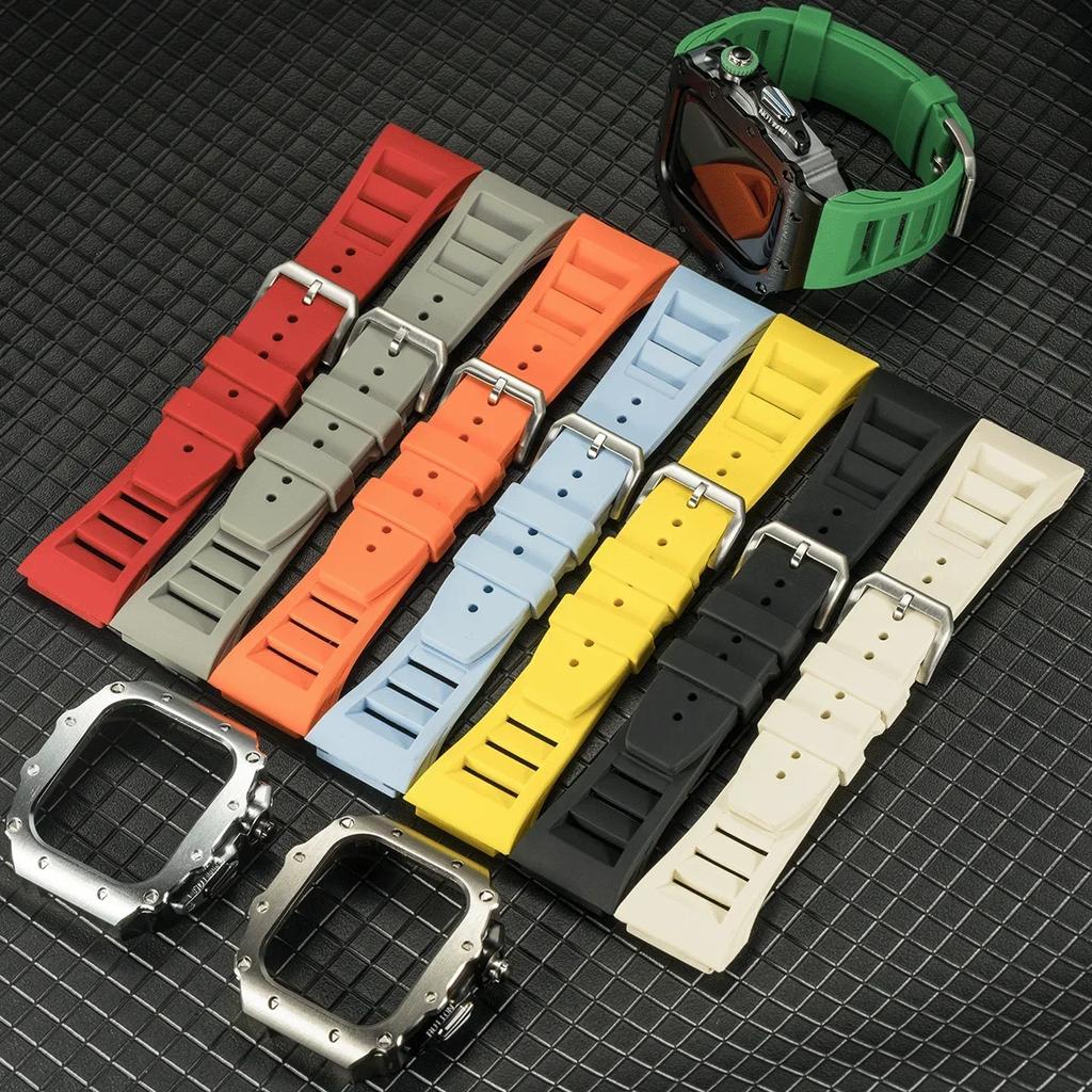 Luxus Metallgehäuse Mod Kit Für Apple Watch S11 10 46MM Edelstahlgehäuse +Silikonband für IWatch Serie 9 8 7 6 5 44mm 45mm