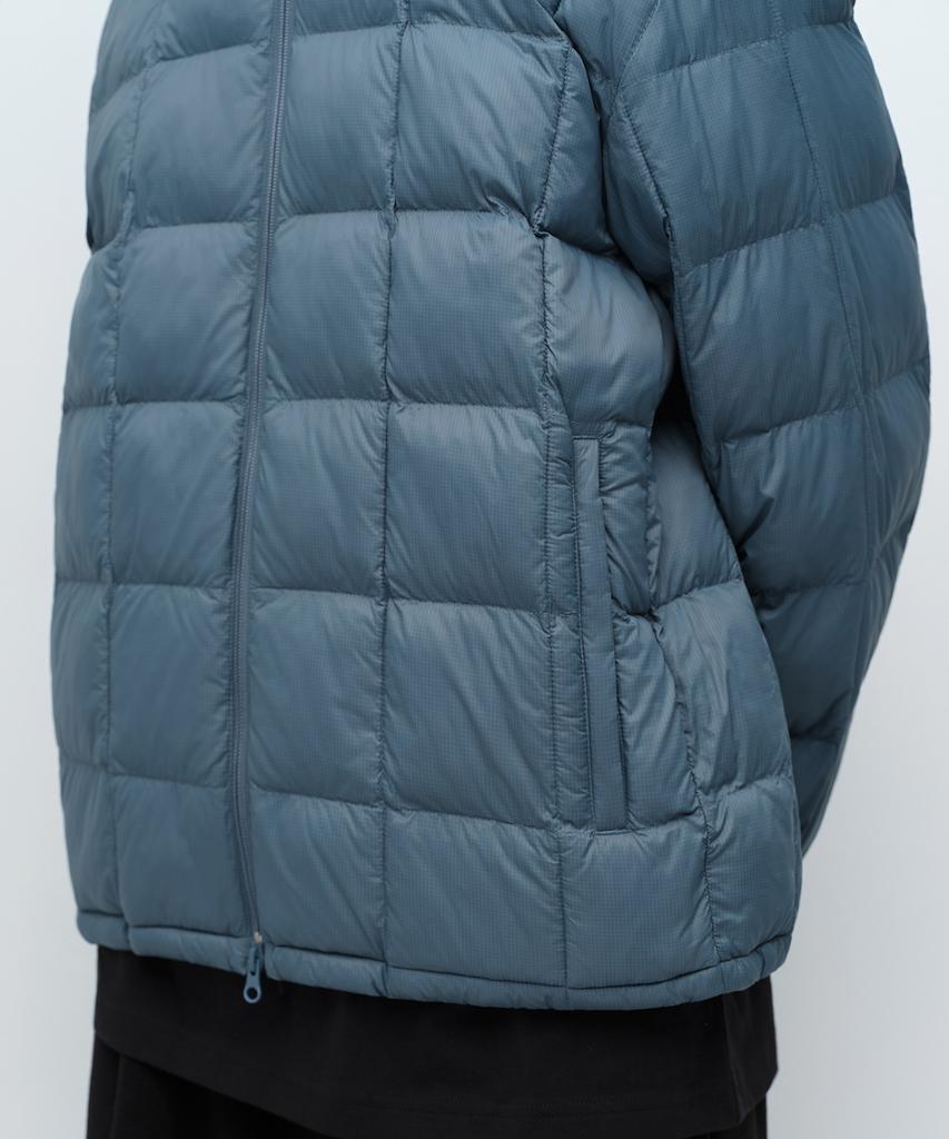 Musinsa Standard Square Quilted Hooded Light Padded Jacket [Blue Grey]