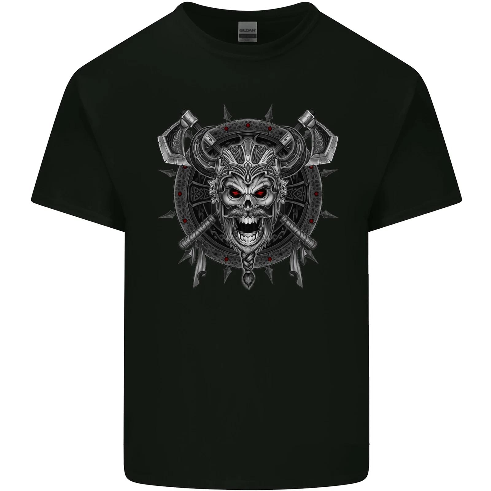 Viking Skull with Swords & Shield Valhalla Kids T-Shirt Childrens S
