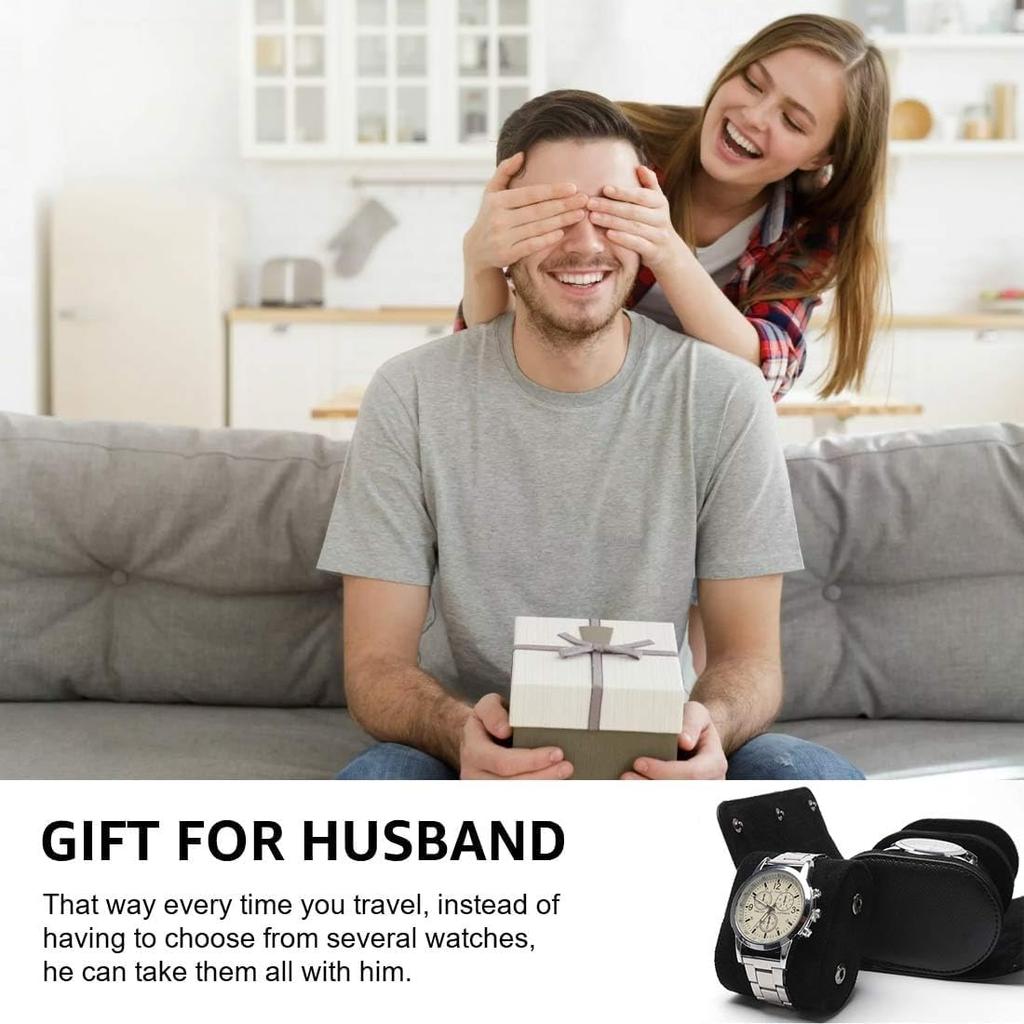 BetterJonny PU Leather Watch Fits 3 Display Case for Men and with Removable for Home and Display Case, Watches, Women, Pillow, Storage, Travel,