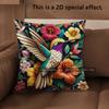2D Hummingbird Floral Print Decorative Pillow Covers Pattern Cushion Cover Suitable For Sofa Bedroom Car Pillow Cover