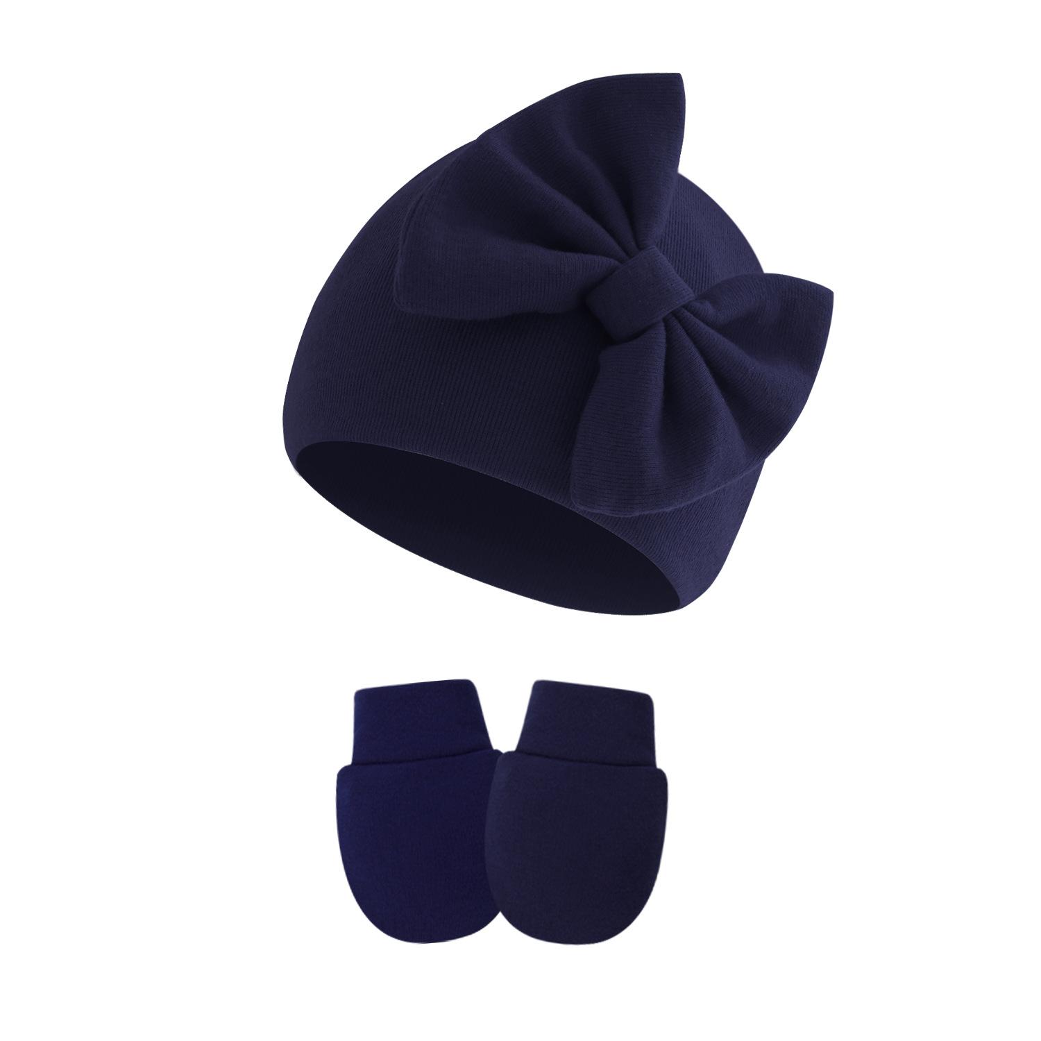 

Infant Girls Cap Gloves Collection Cotton Newborn Beanie designed for Girls Accessories Infant Hat Toddler Infant Turban Children Props S(30-38cm) 0-6Months тёмно-синий
