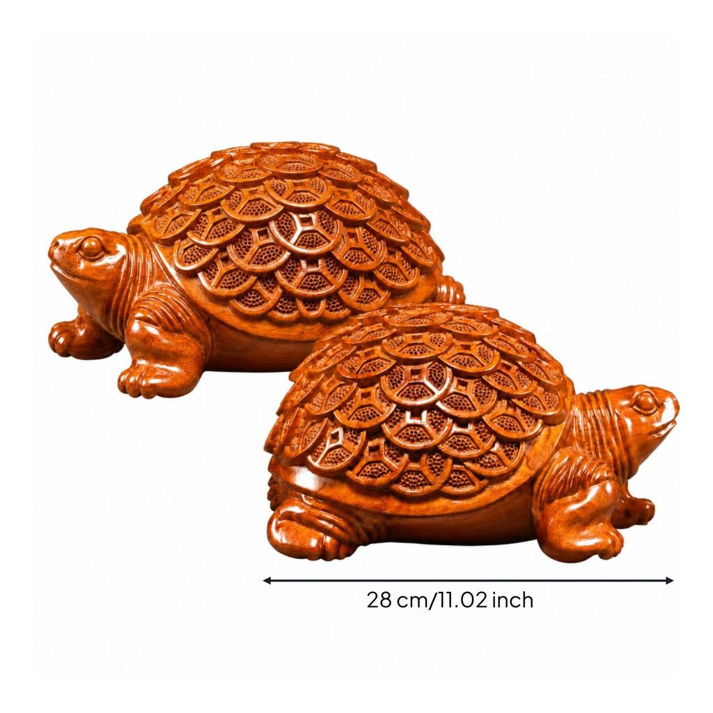Feng Shui Prosperity Turtle Ornament Tabletop Carved Statue Wealth Decor