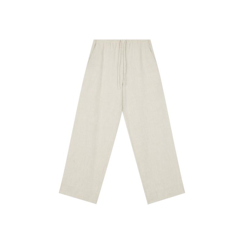 Women s White Tencel-Linen Drawstring Waist Straight-Leg Casual Pants Small льняной
