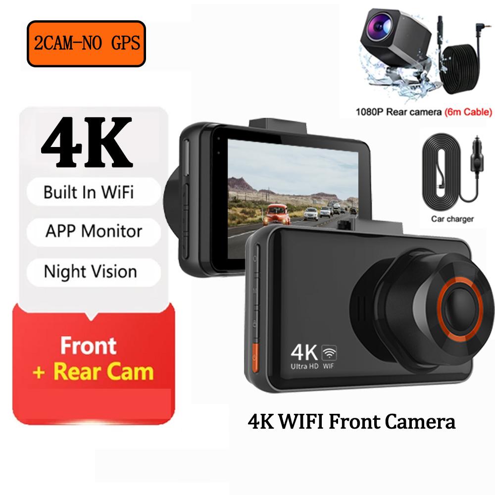 4K Dash Camera for Car GPS Dual Lens Front and Rear view Camera Auto Car Dvr Built-in WIFI dashcam Night Vision Parking Monitor
