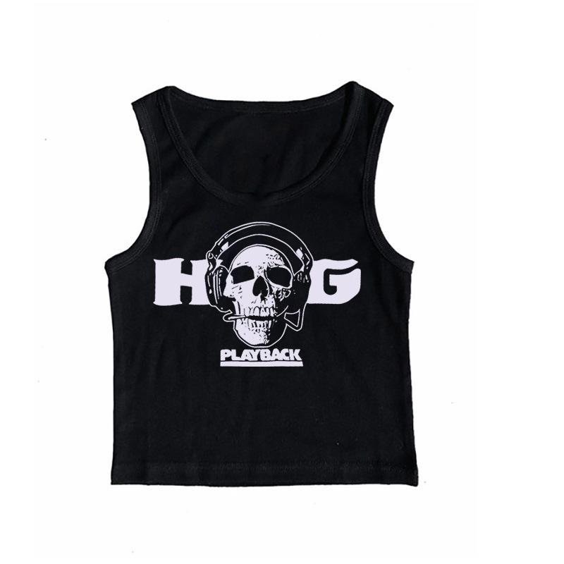 YK Millennium Style Fashion Letter Printed Suspender Vest Spring and Summer New Simple Single Wear Short T-Shirt Inside