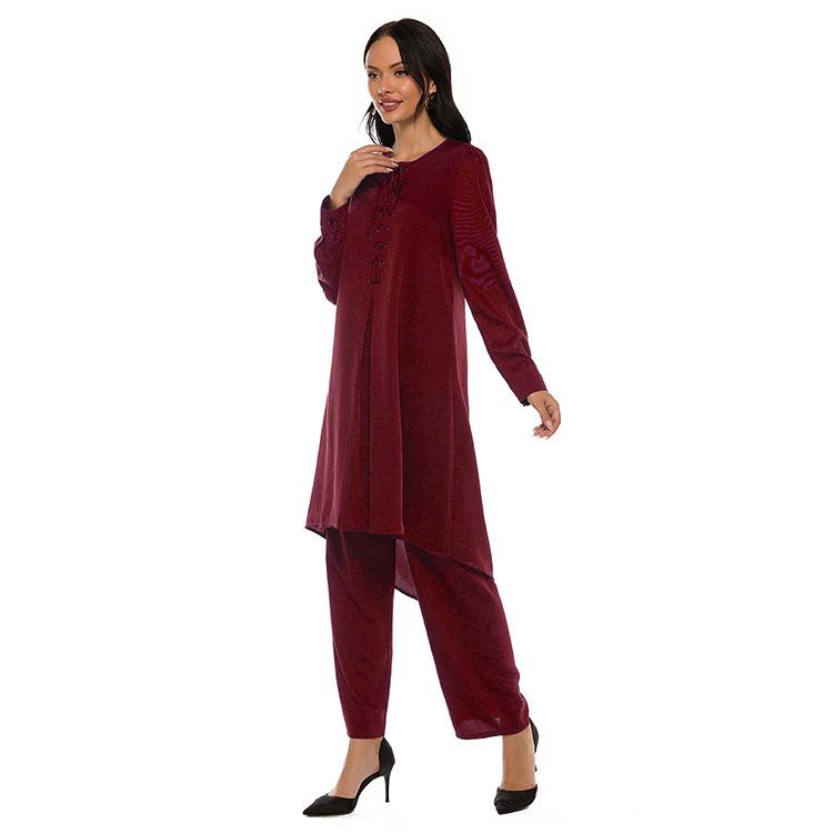 Yiduo Duo 2020 Neues Muslimisches Wickel-Zweiteiler Eid al-Adha Ethno-Set 21006