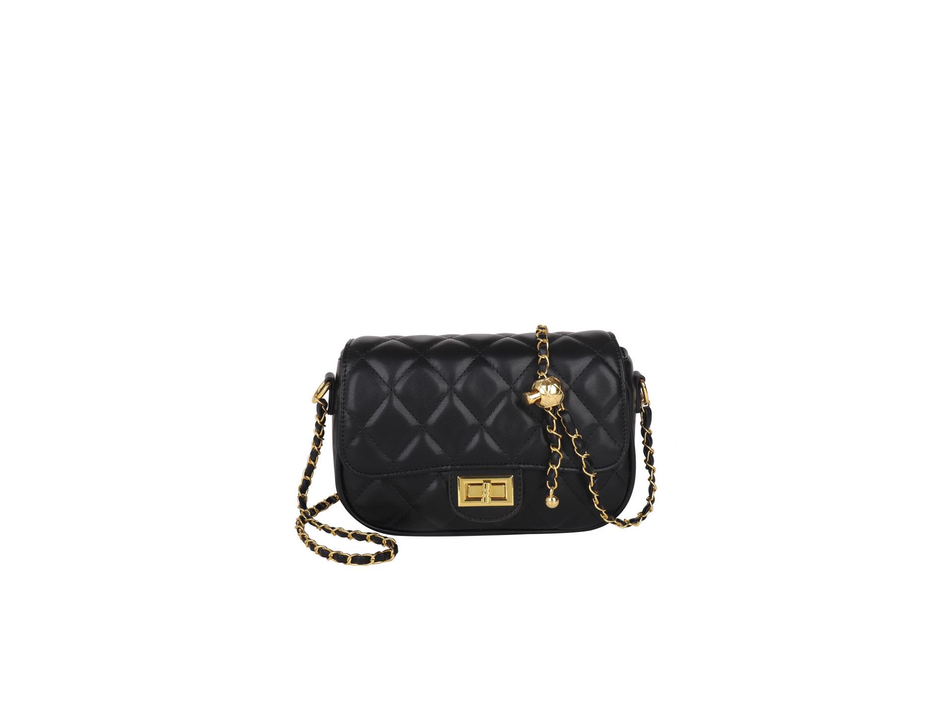 

2025 Summer Mini Korean Chain Bag: Women s Quilted Embroidery Crossbody with Fragrant Style 22+15+8 cm чёрный