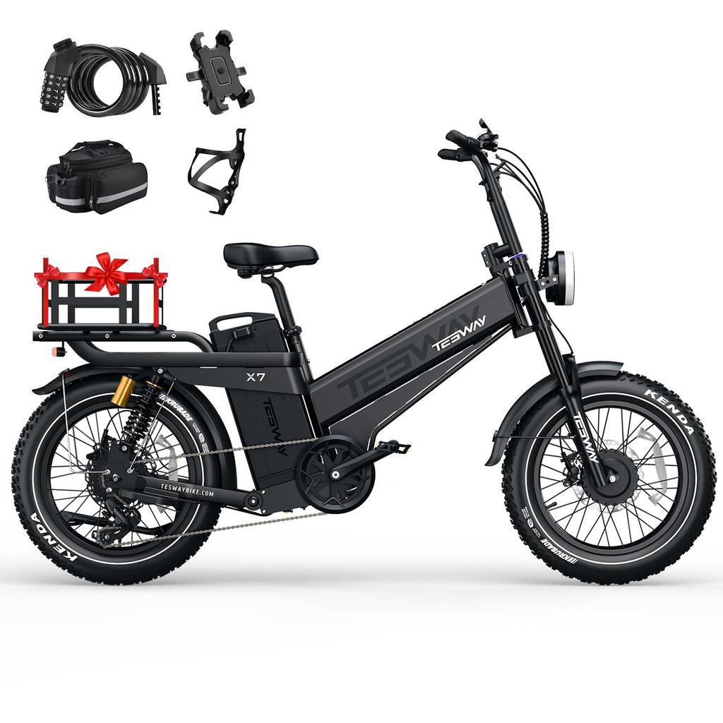 TESWAY X7 AWD All-Terrain Elektrofahrrad 52V60Ah Akku 1000W*2 Dualmotor Elektrofahrrad 20 Zoll Offroad-Reifen Mountain E-Bike