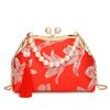 Vintage Bestickte Handtasche für Damen Elegante Metallgriff Umhängetasche mit Kettenriemen Luxuriöse Geschenk-Geldbörse