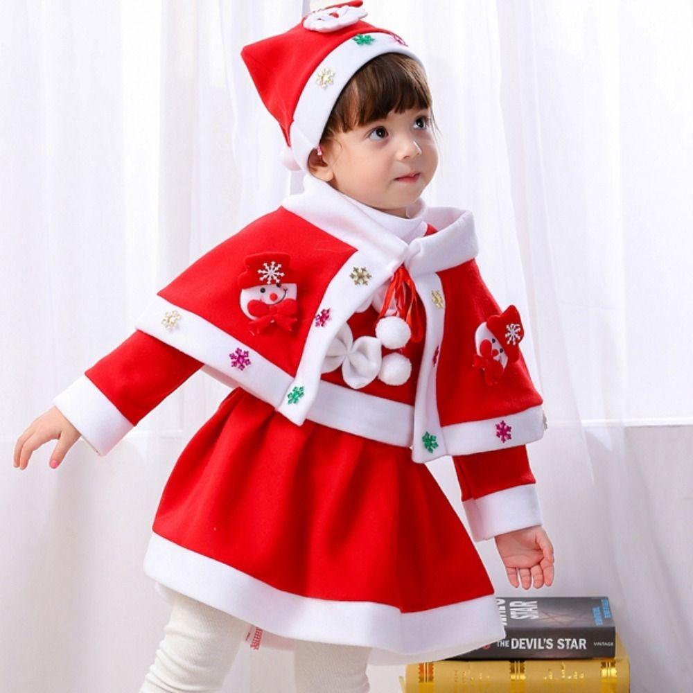 Fleece Children's Christmas Clothes Hat Kids Cosplay Clothes  Boys Girls