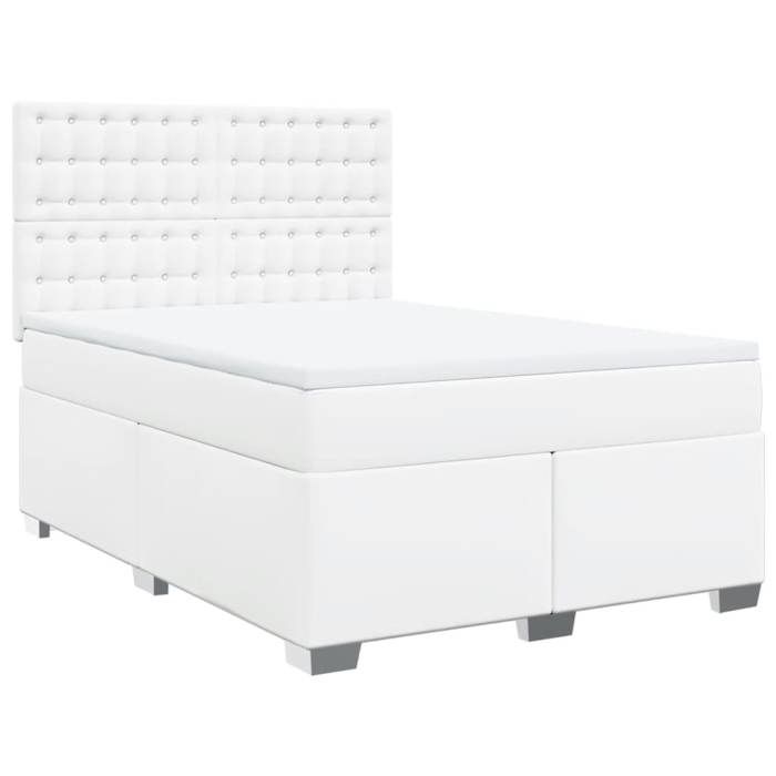 Exclusive House - Slatted Bed Base with Mattress White 160x200cm Faux Leather