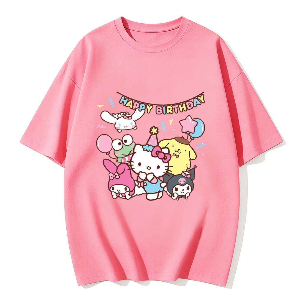 Highquality Trendy New Kuromi Cute Cartoon Print Tshirt Family Matching Outfits Casual Short Sleeve Tee for Women Unisex Kid