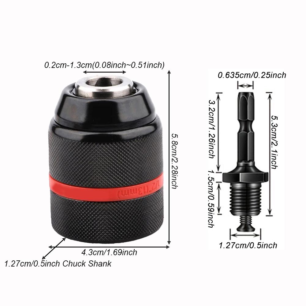 

2mm-13mm Metal Keyless Drill Chuck,3Jaw Self-locking Ratchet Chuck,1/2-20UNF Threaded,Chuck for Drill Bit Screwdriver Tap&Socket 3Jaw
