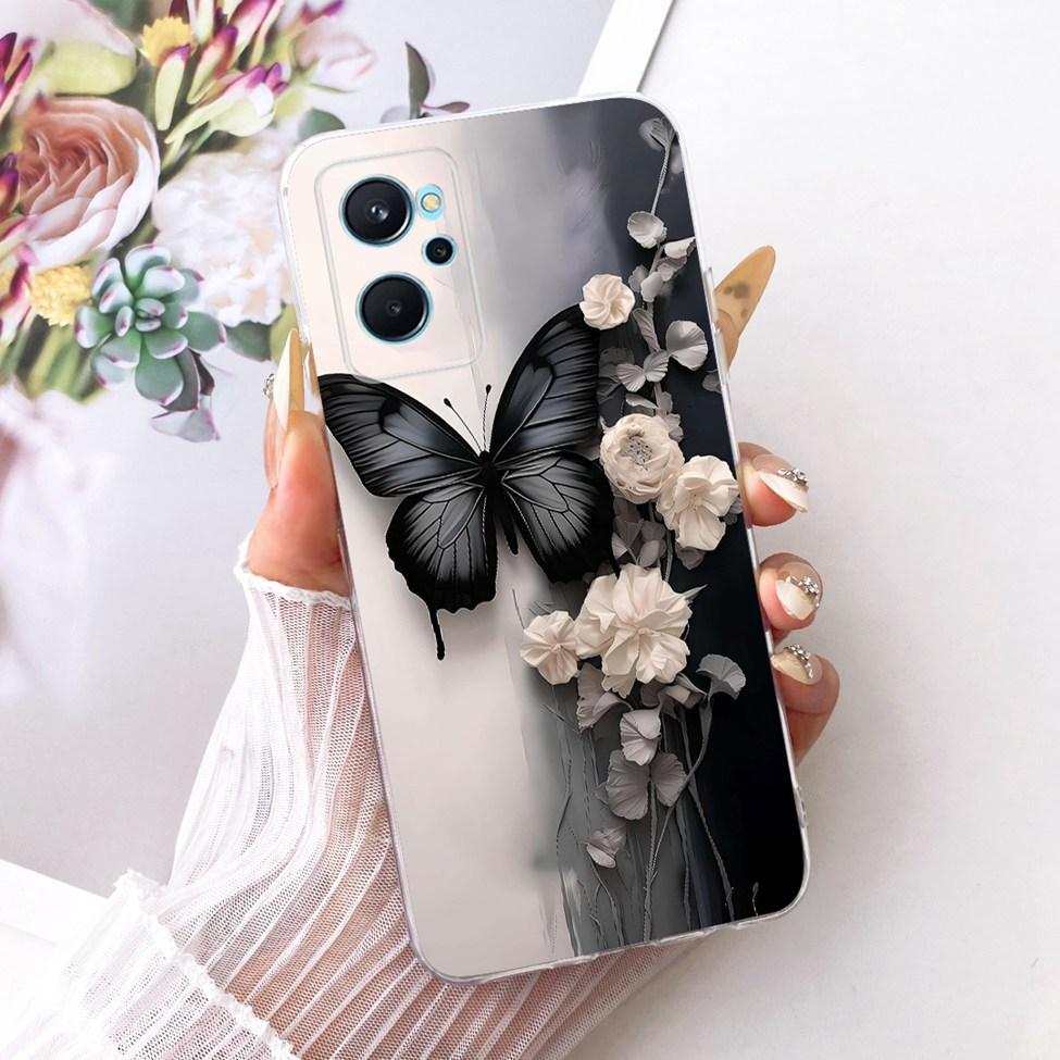 For Realme 9i 4G Case RMX3491 Transparent Cute Cat Fashion Butterfly Funny Painted Casing For Real me 9i 4G Cover