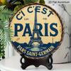 2D Flat, 1pc Vintage-Inspired Paris Eiffel Tower Art - Rustic Round Aluminum Sign with Inspirational Quote, Perfect for Living Room, Bedroom, or