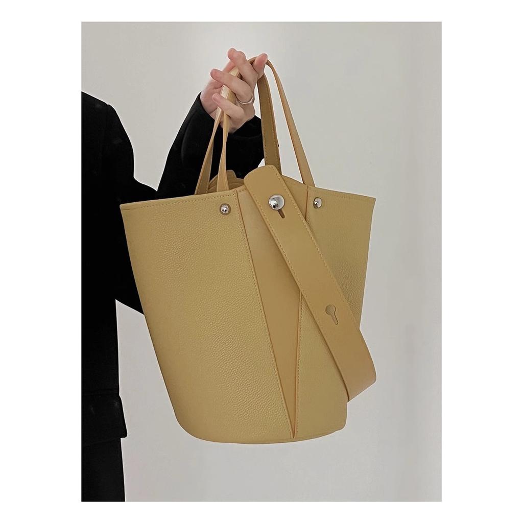 Lila Eimer Tasche Tasche Damen Textur Große Kapazität Fauler Stil Pendler Gemüsekorb Schultertasche Henkeltasche