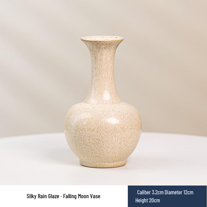 Wabi-Sabi Ceramic Vase: Elegant Hydroponic Bamboo Arrangement for Living Room & Dining Table